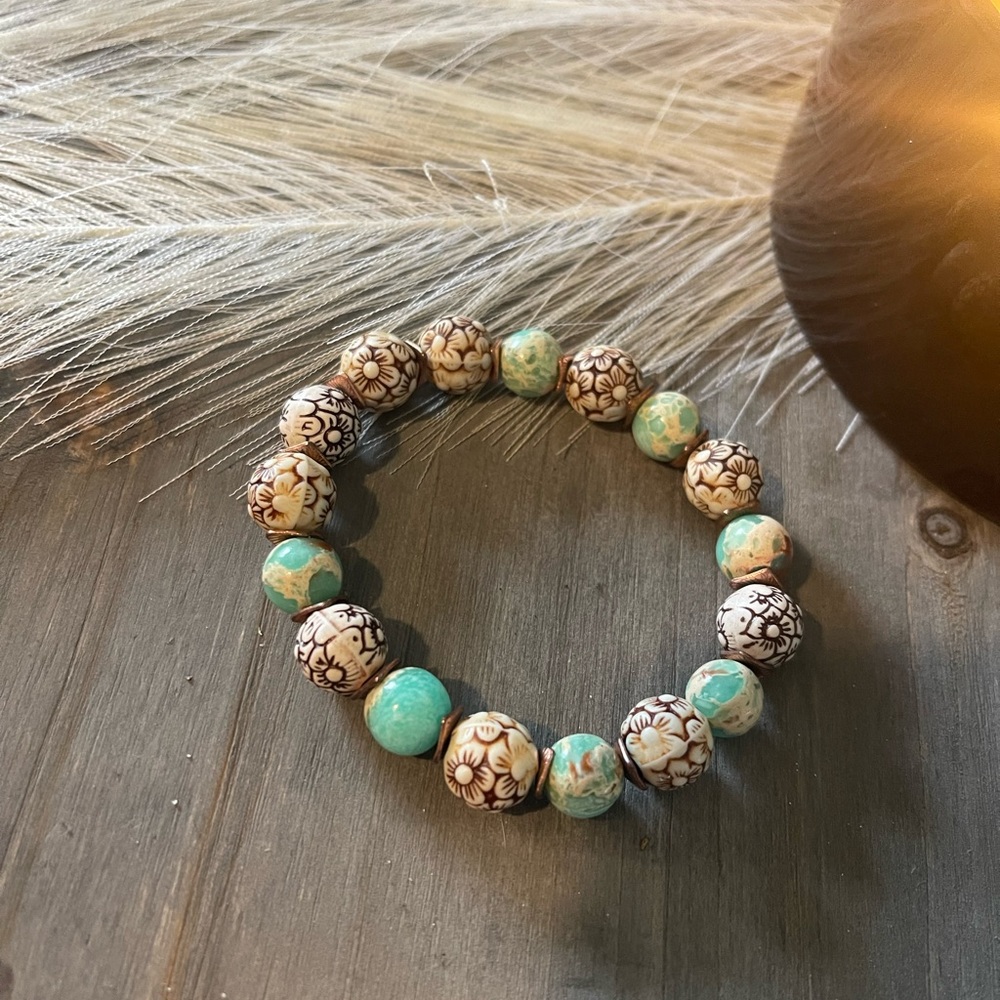 African sea sediment Jasper and flower beads